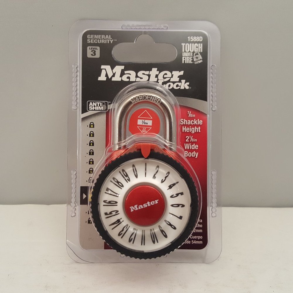 Master Lock Wide Magnification Combination Dial Padlock RED Level 3
